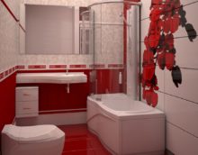 salle de bain rouge