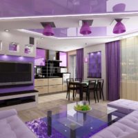 design cucina soggiorno viola