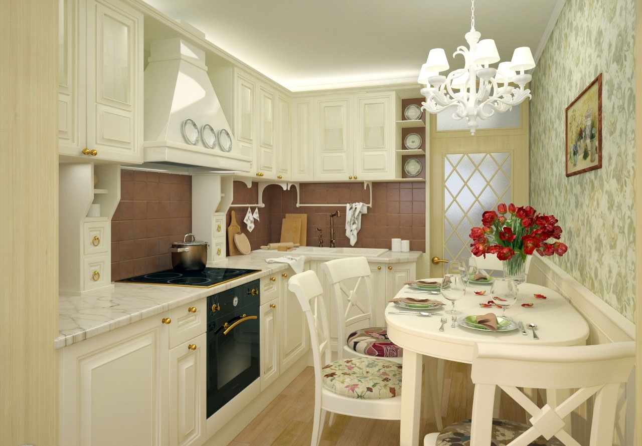kitchen 6 sq m in the style of provence