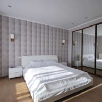 bedroom design with gray photo wallpaper
