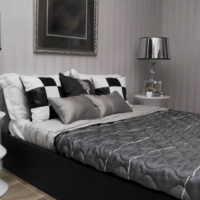 slaapkamerideeën met grijs behang