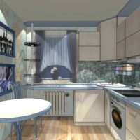 Spilgta virtuves dizaina piemērs 11 kv.m fotoattēlam
