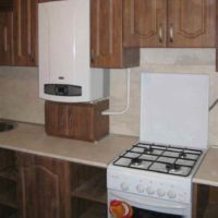 version of a beautiful style kitchen with a gas water heater photo