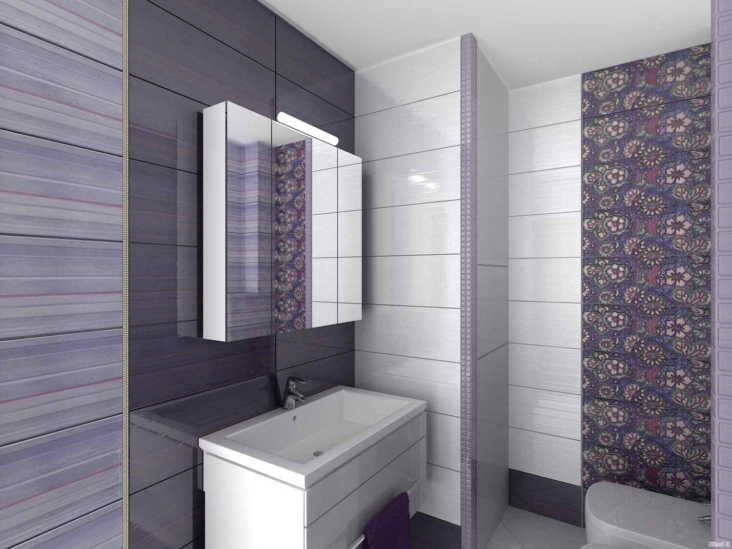 optie van ongebruikelijke interieur tegels in de badkamer
