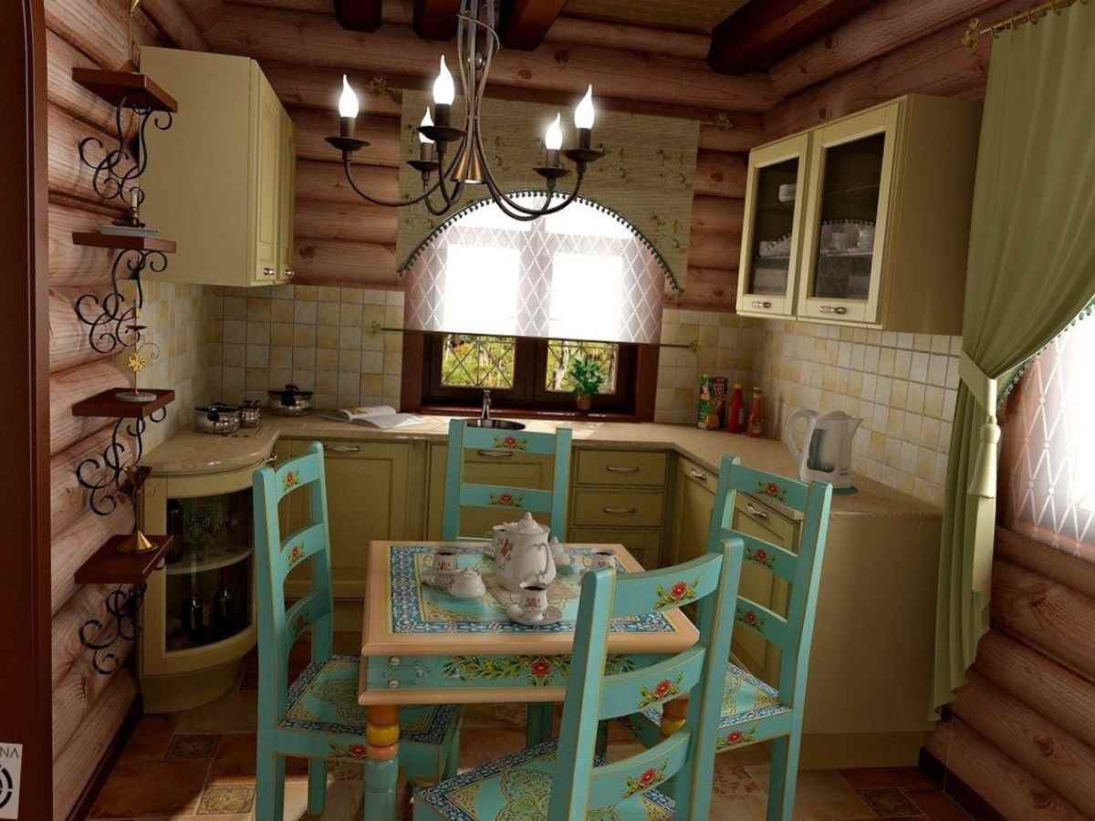 versione di una cucina leggera in una casa di legno