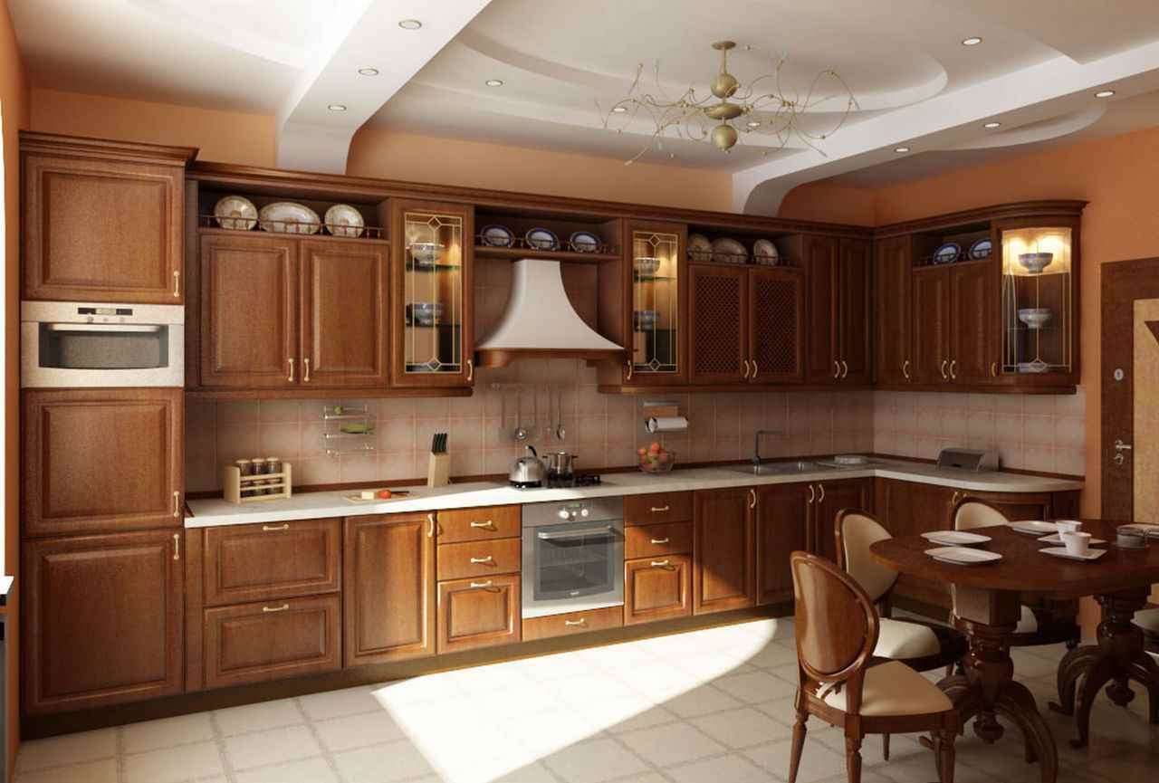 the idea of ​​a bright interior in a classic style kitchen