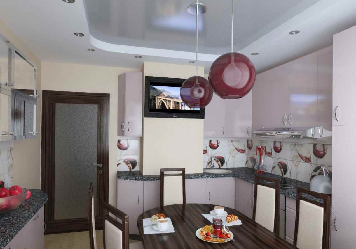 the idea of ​​a bright decor of the kitchen is 10 sq.m. n series 44