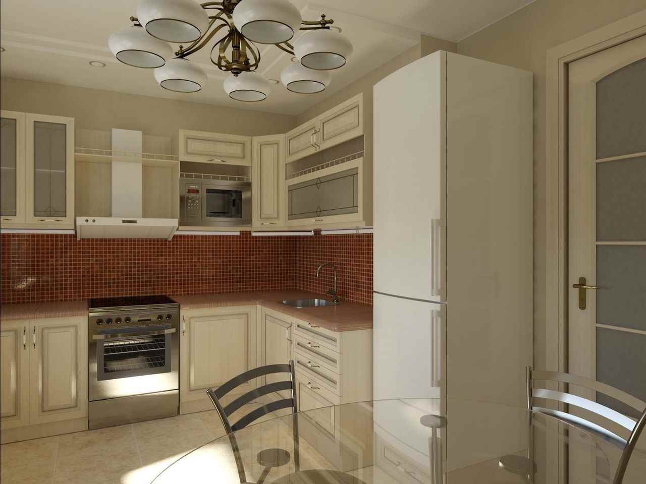 فكرة تصميم المطبخ مشرق من 11 متر مربع
