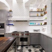 tiled loft style kitchen