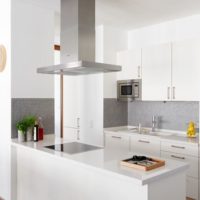 kitchen with ventilation duct Scandinavian style