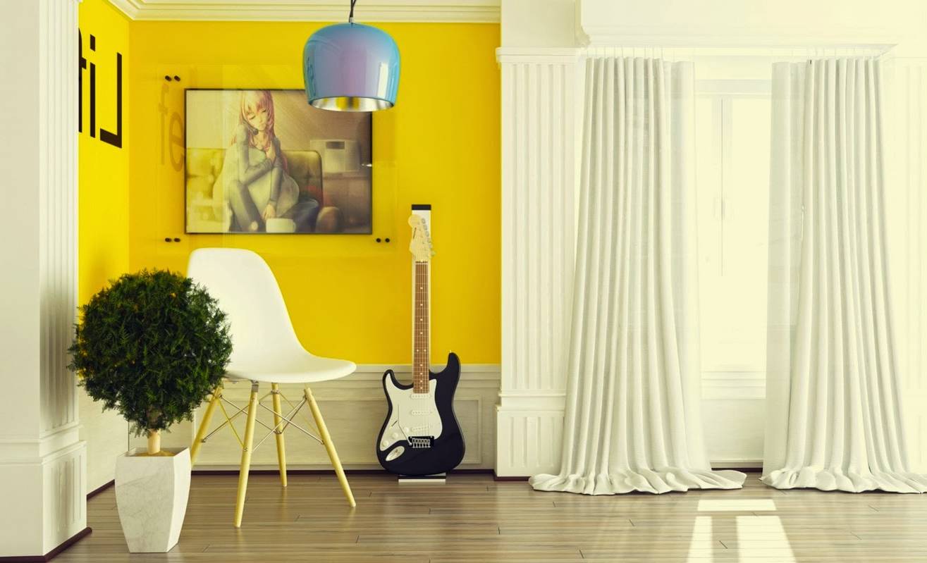un exemple d'utilisation de jaune clair dans le décor d'un appartement