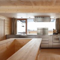 idée d'une conception de cuisine légère dans une photo de maison en bois