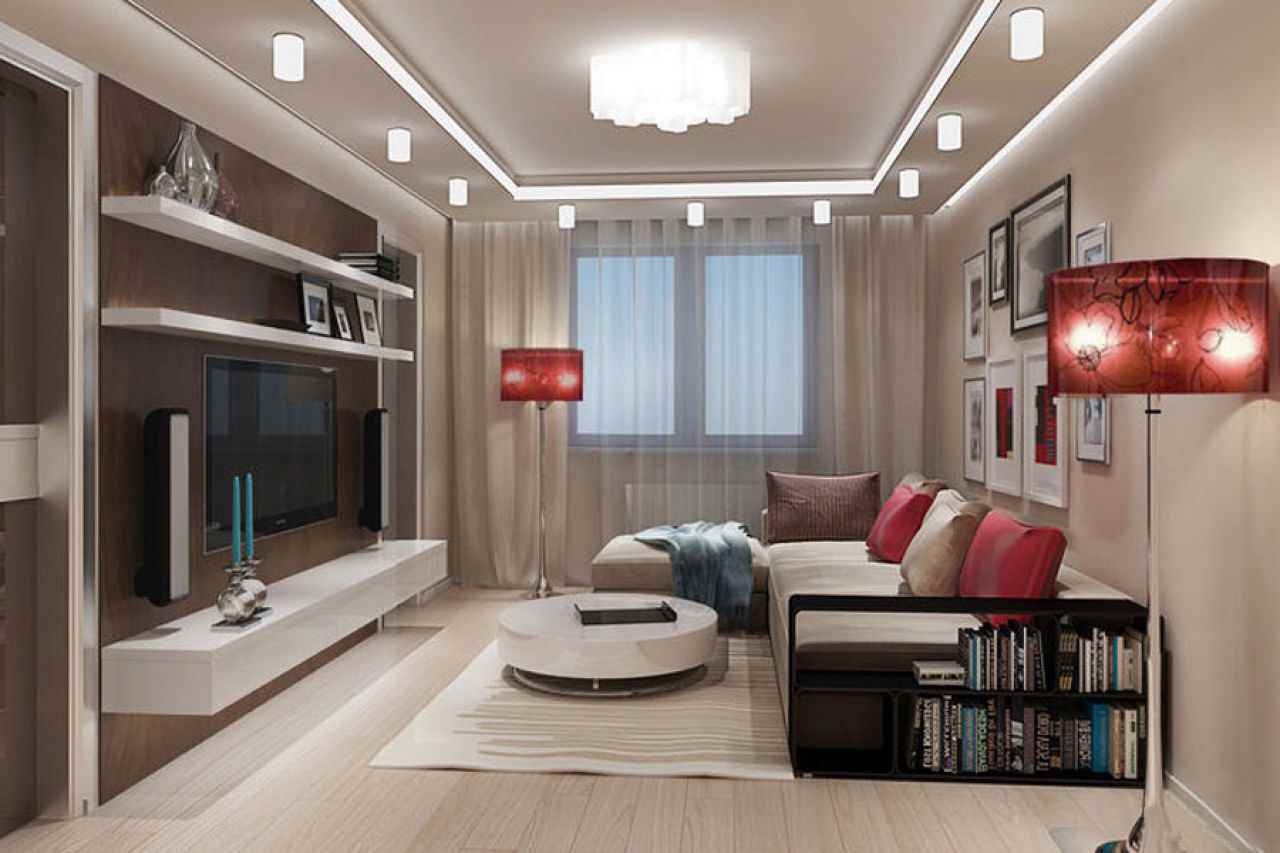 variant of the unusual interior of the living room 15 sq.m