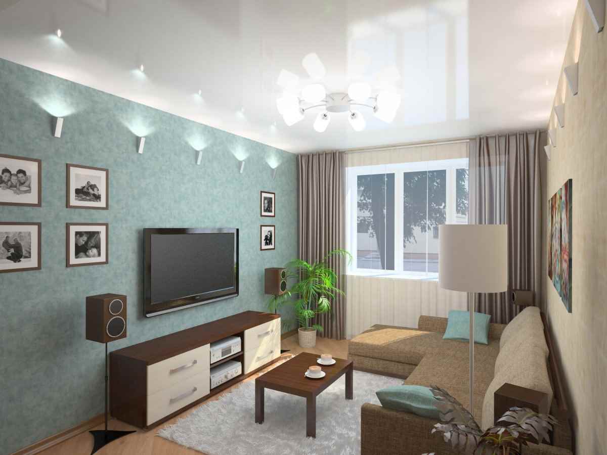 the idea of ​​a bright living room decor of 15 sq.m