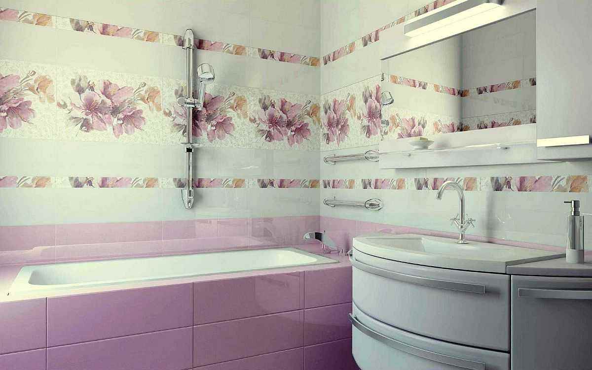 het idee van een mooi decor dat tegels in de badkamer legt