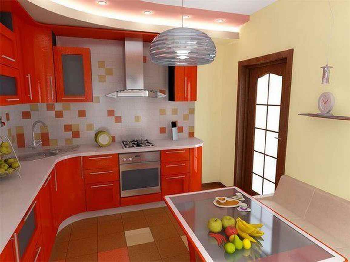 An example of a bright decor of a kitchen of 10 sq.m. n series 44