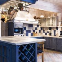 idée de conception inhabituelle d'une cuisine dans une photo de maison en bois