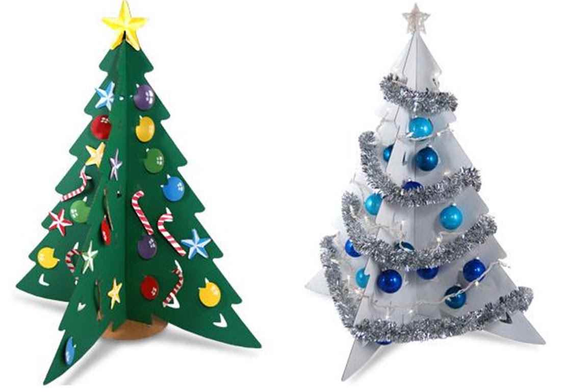 esempio fai-da-te di creare un albero di Natale luminoso dal cartone