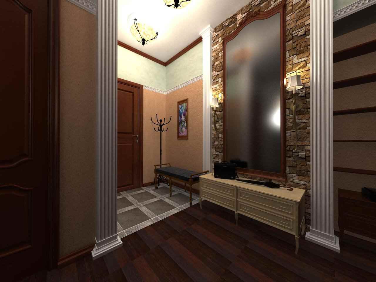 l'idée d'un design inhabituel du couloir avec des miroirs