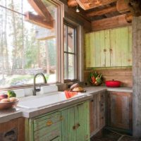 An example of a light rustic design kitchen photo
