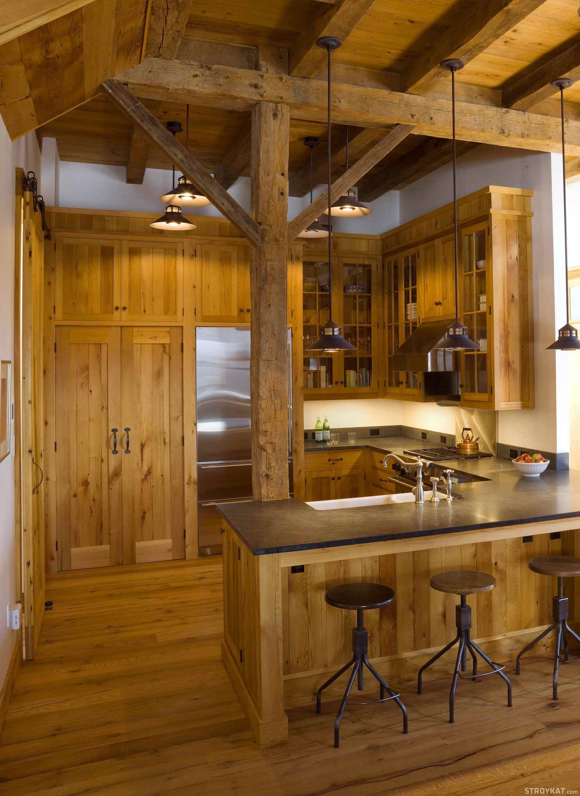the idea of ​​a bright rustic style kitchen interior