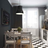 a variant of a beautiful design of a kitchen of 10 sq.m. n series 44 picture