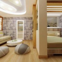 the idea of ​​an unusual design of the living room bedroom picture