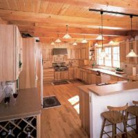 idée de décor insolite de la cuisine dans une maison en bois photo