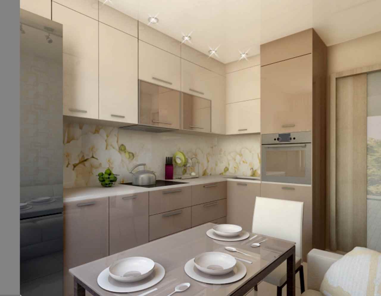 the idea of ​​a beautiful style of kitchen 11 sq.m