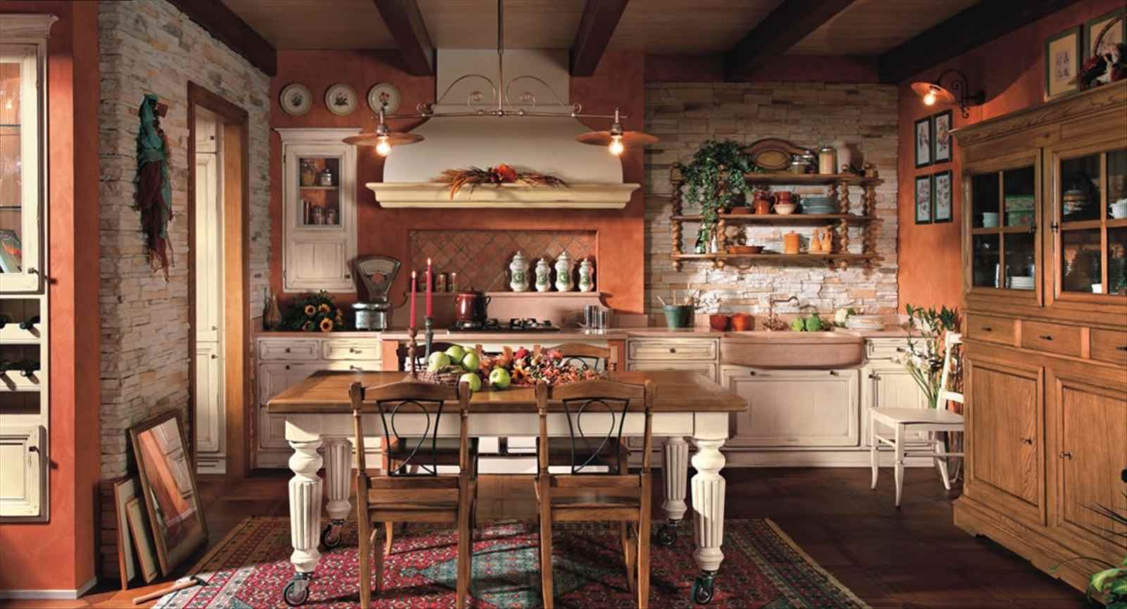 l'idea di una bella cucina dal design rustico