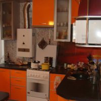 An example of a light kitchen design with a gas water heater
