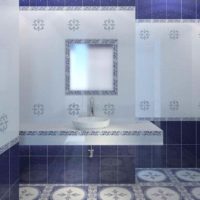 Vieglas interjera flīžu ieklāšanas piemērs vannas istabas fotoattēlā