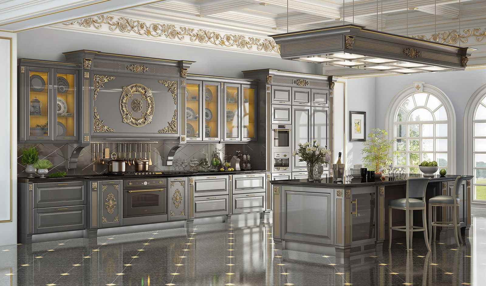version of the unusual decor of the kitchen in a classic style