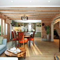 esempio di un bel design della cucina in una foto di una casa in legno