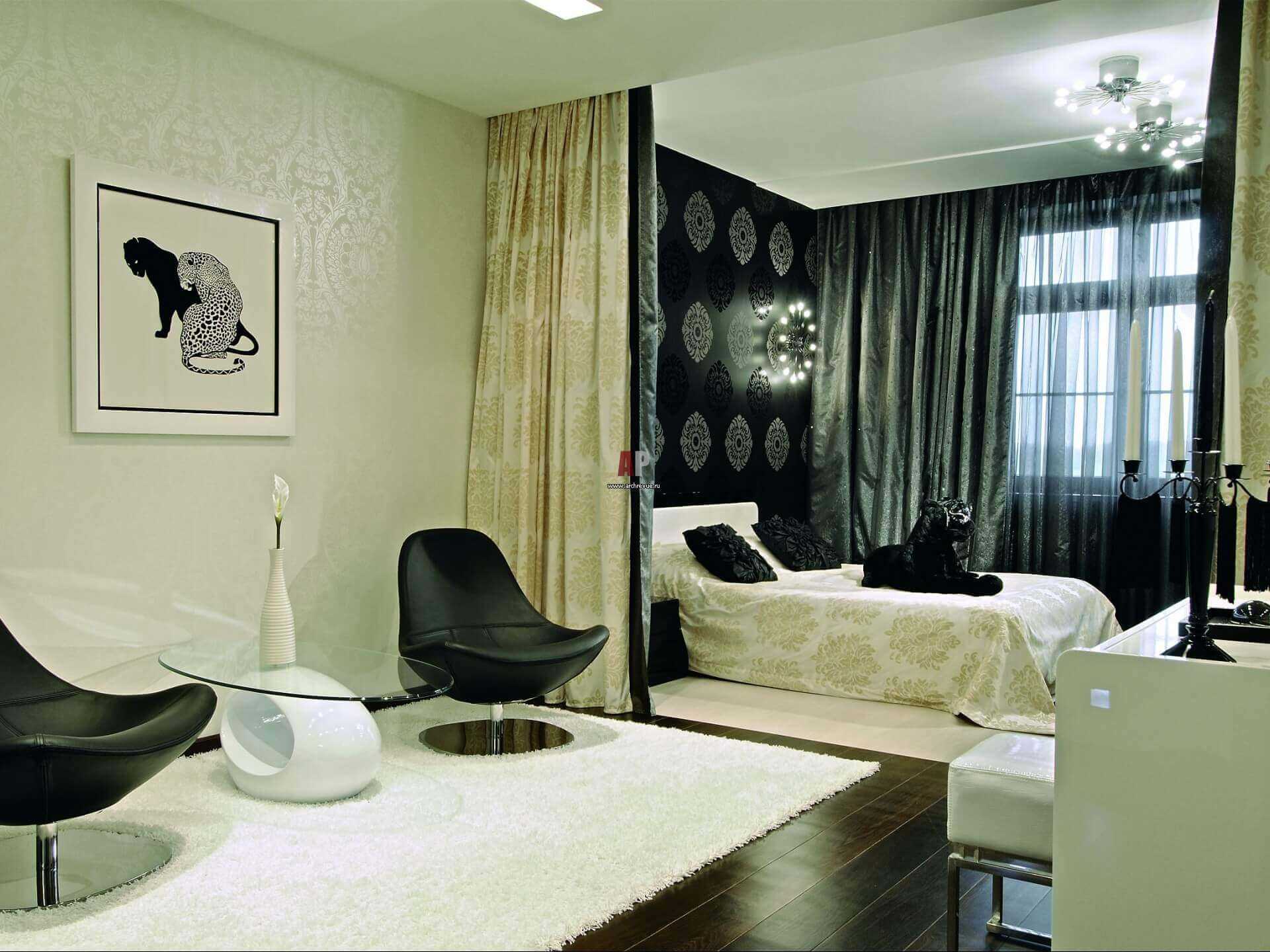 An example of the bright style of the living room bedroom
