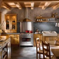 An example of an unusual design of a rustic kitchen