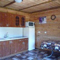 variante di un bellissimo interno cucina in una foto di casa in legno
