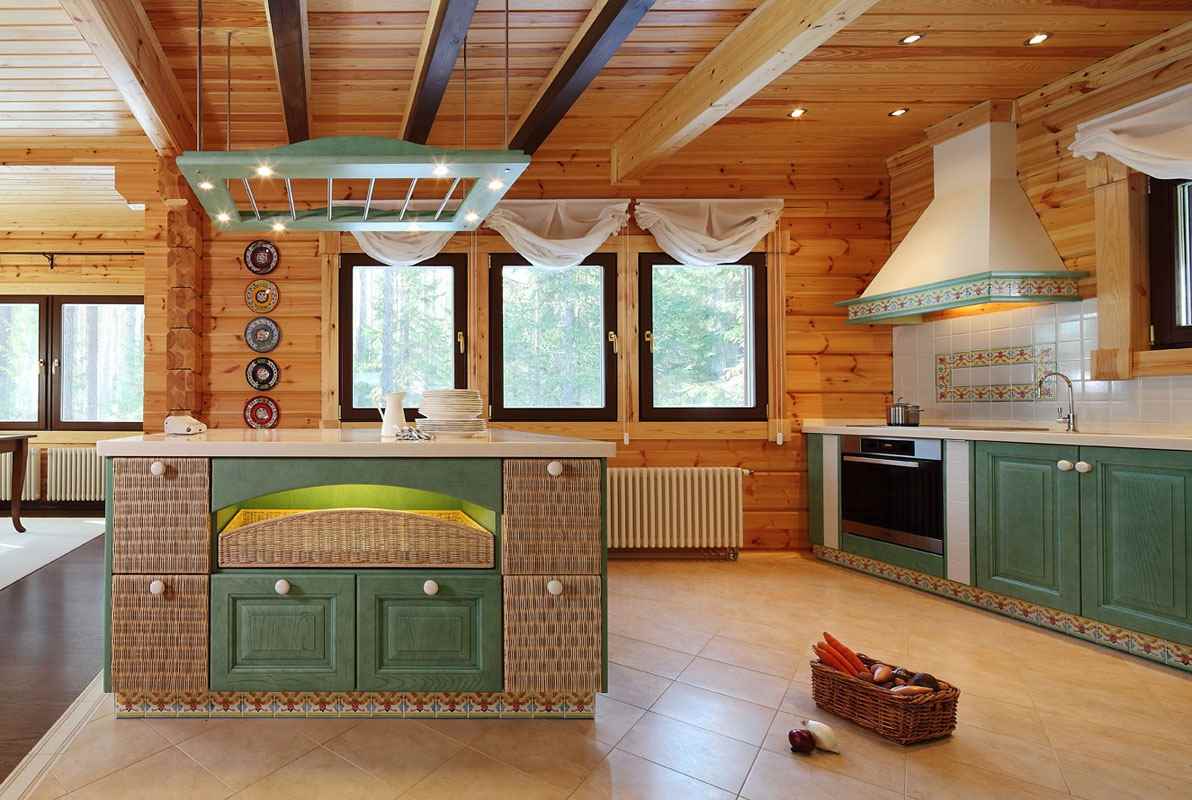 idée d'un décor léger d'une cuisine dans une maison en bois
