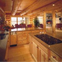 version du style lumineux de la cuisine dans une photo de maison en bois