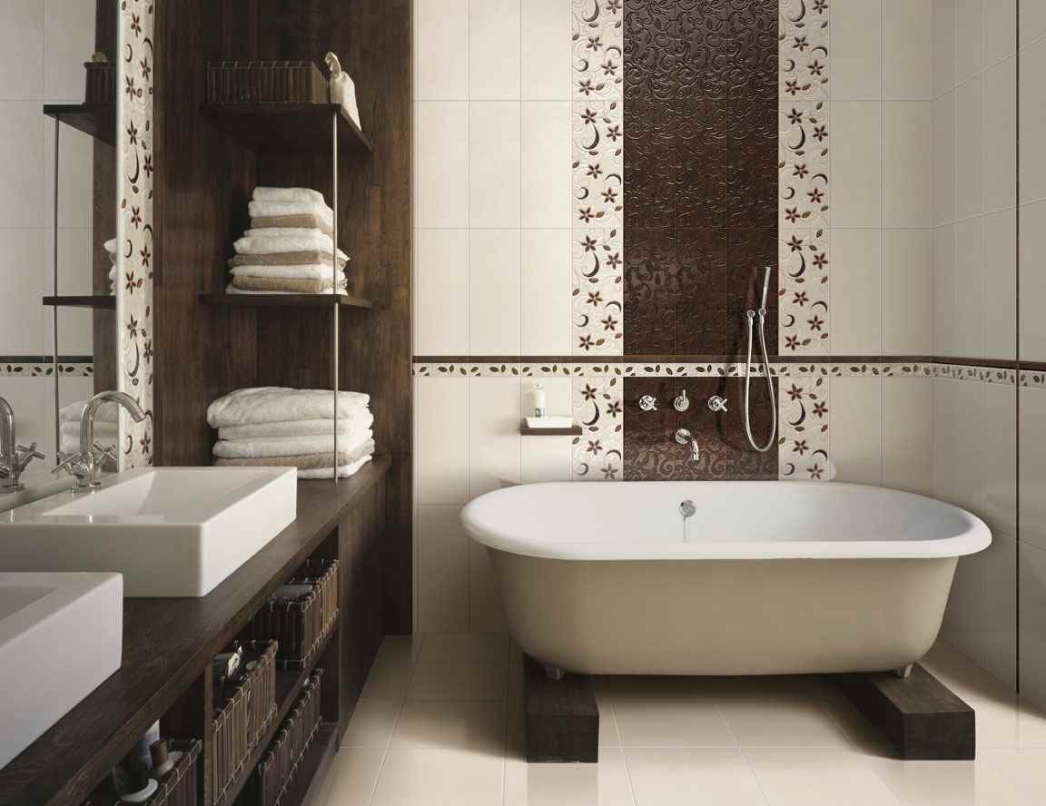 An example of an unusual style of laying tiles in the bathroom