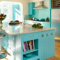 design de cuisine avec intérieur turquoise