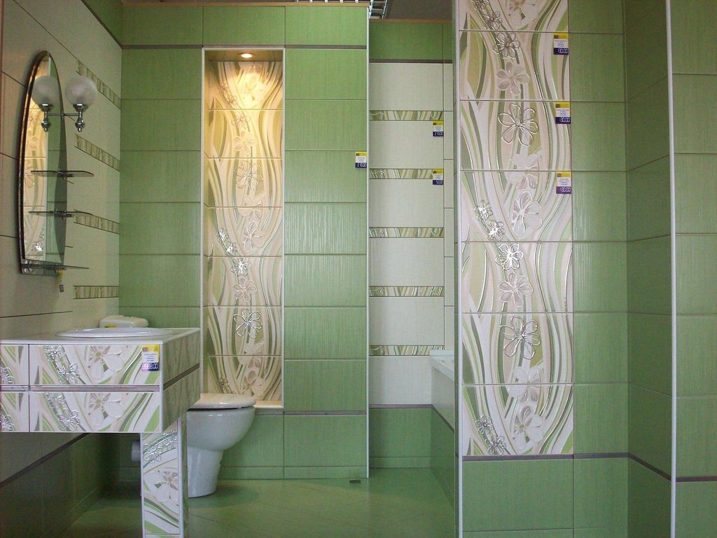 zöld fürdőszoba csempe
