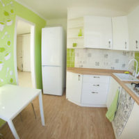 cuisine design 6 m² papier peint vert