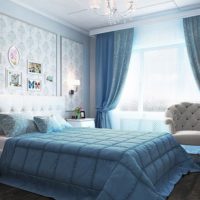 camera da letto bianca e blu