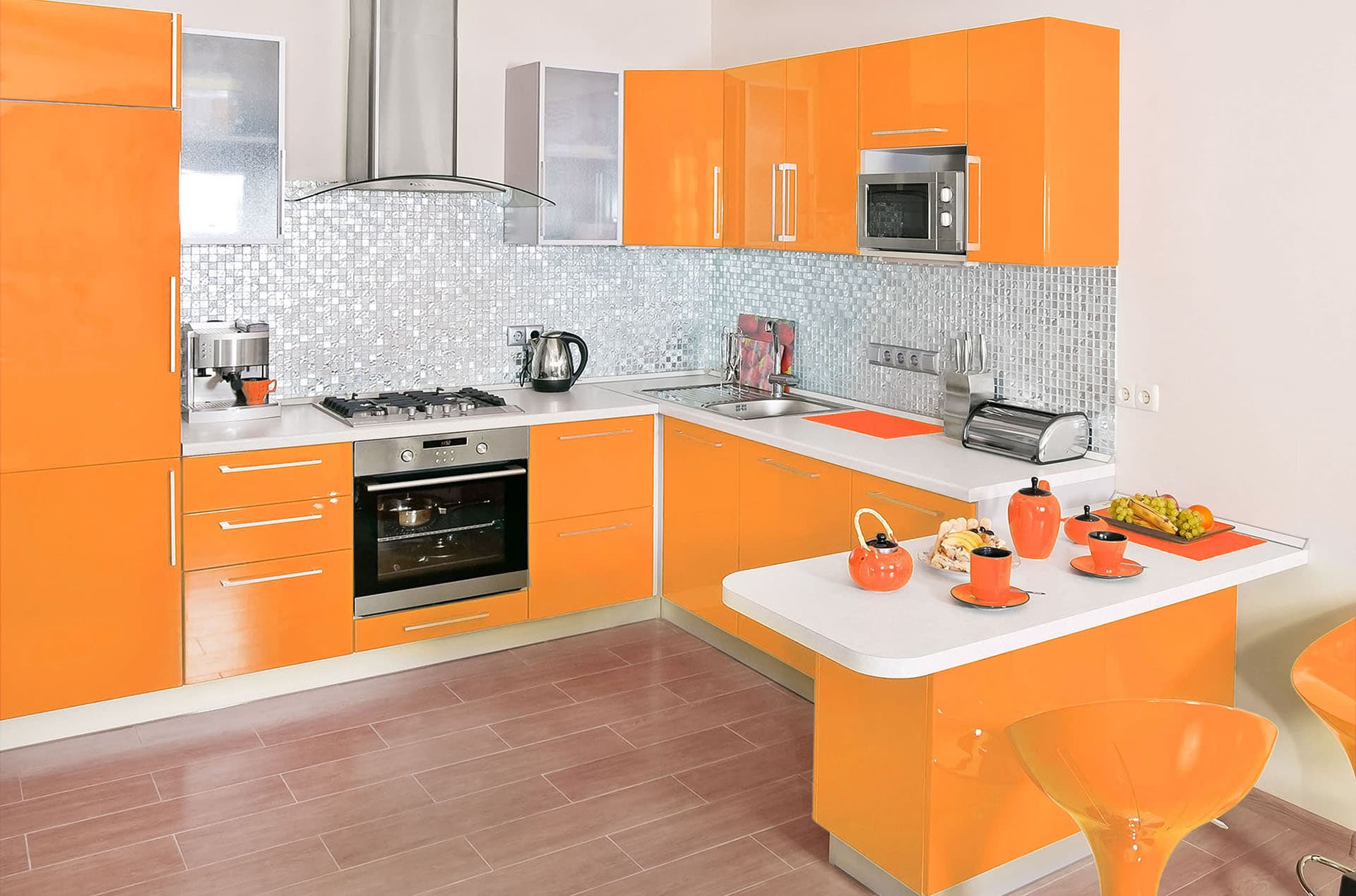 set de cuisine orange
