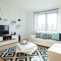 ontwerp en combinatie van behang woonkamer foto