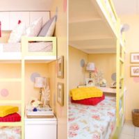 progettazione di una cameretta per bambini un letto nel tono delle pareti