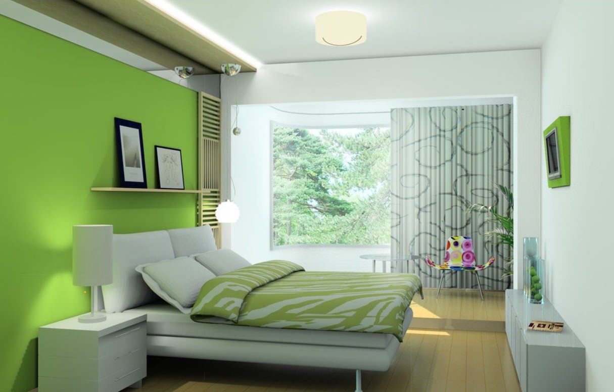 design camera da letto verde chiaro