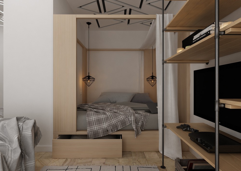 chambre dans l'appartement 30 m²