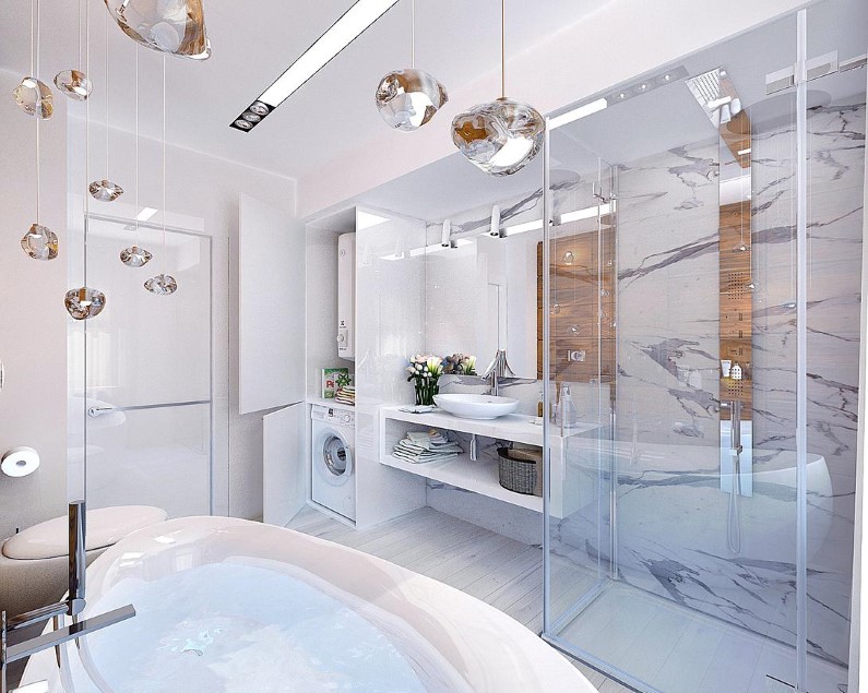 aukštųjų technologijų vonios kambario dizainas